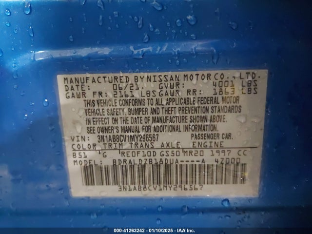 3N1AB8CV1MY296567 Nissan Sentra Sv Xtronic Cvt