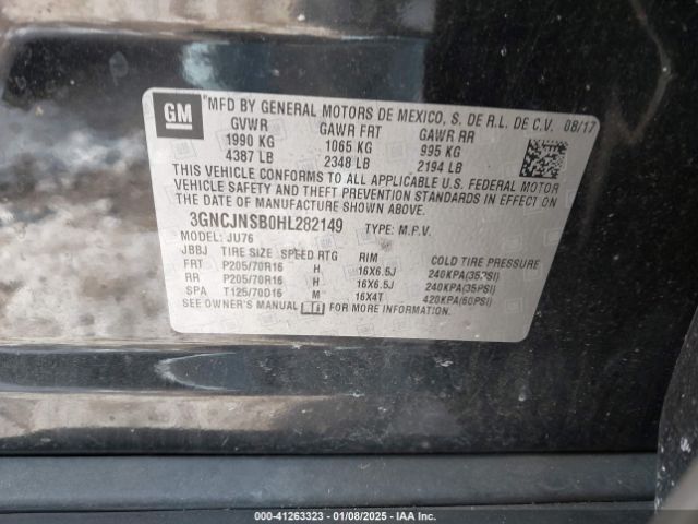 3GNCJNSB0HL282149 Chevrolet TRAX LS