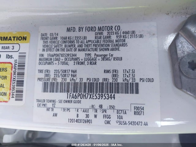 Ford FUSION SE 2014 1FA6P0H7XE5395344 Image 9