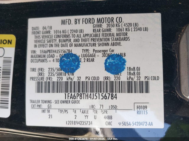 Ford Mustang Ecoboost 2018 1FA6P8TH4J5156784 Image 9