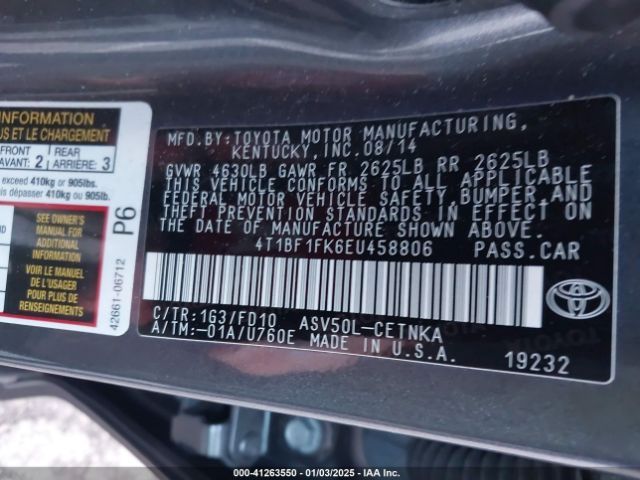 4T1BF1FK6EU458806 Toyota CAMRY LE