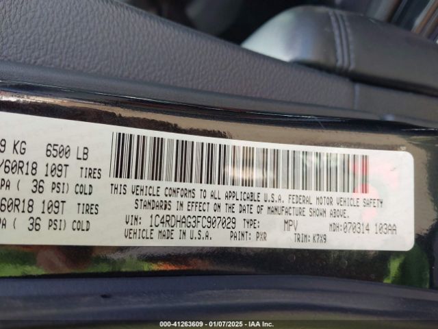1C4RDHAG3FC907029 Dodge Durango Sxt