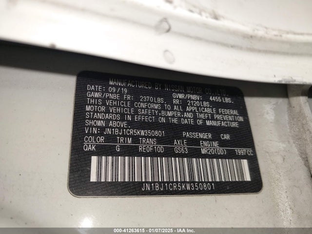 JN1BJ1CR5KW350801 Nissan Rogue Sport S
