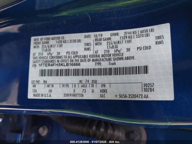 1FTER4FH5KLB16666 Ford Ranger Xlt