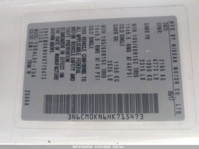 3N6CM0KN6HK715473 Nissan Nv200 S