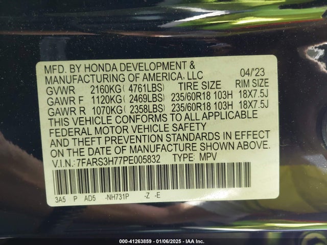 Honda Cr-v Ex-l 2wd 2023 7FARS3H77PE005832 Image 9
