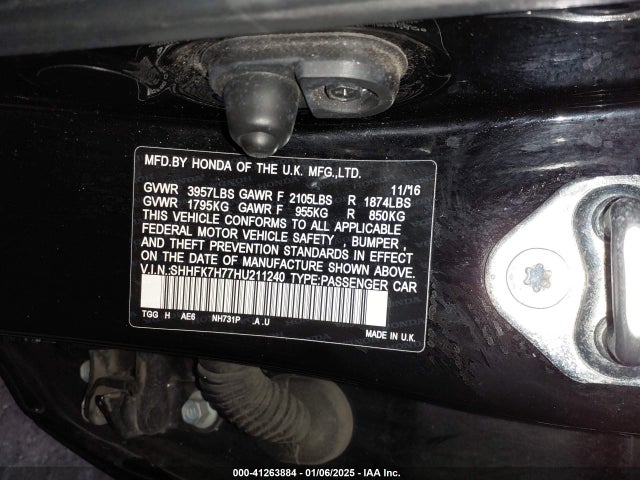 SHHFK7H77HU211240 Honda Civic Ex-l