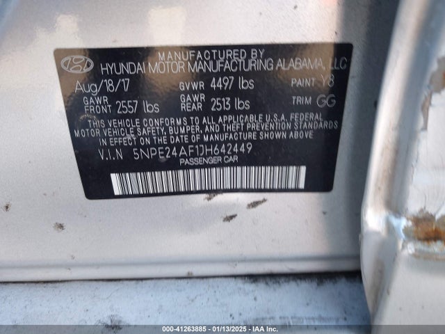 5NPE24AF1JH642449 Hyundai SONATA SE