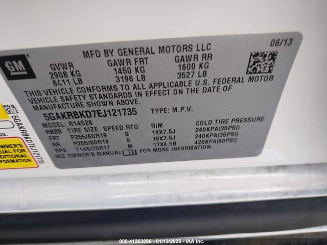 Buick Enclave Leather 2014 5GAKRBKD7EJ121735 Image 9