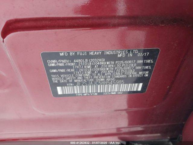 JF2SJAJC5HH545985 Subaru Forester 2.5i Limited