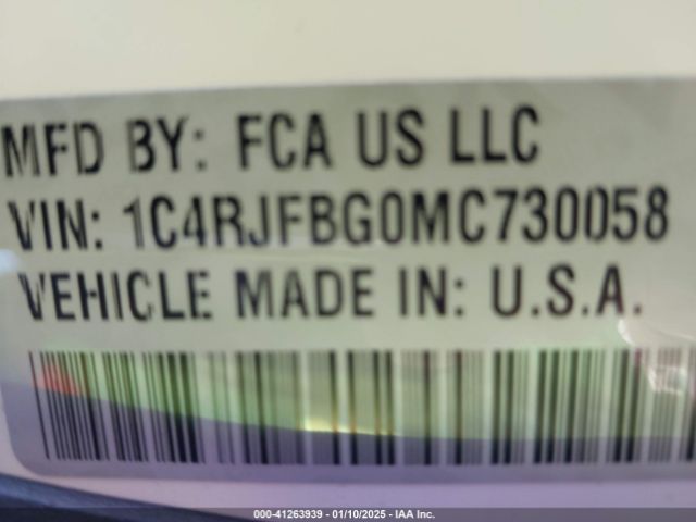 1C4RJFBG0MC730058 Jeep Grand Cherokee Limited 4x4