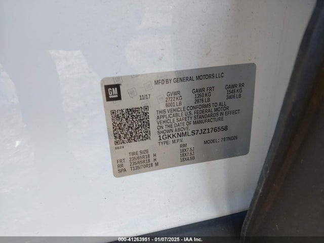 GMC Acadia Slt-1 2018 1GKKNMLS7JZ176558 Image 9