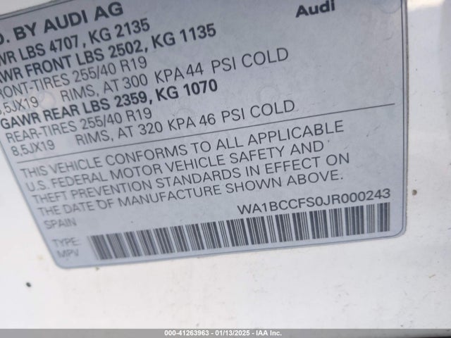 2018 AUDI Q3 WA1BCCFS0JR000243 Photo 8
