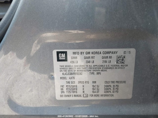 KL4CJCSB4FB155362 Buick Encore Leather
