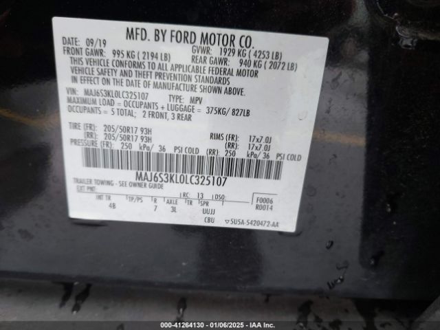 MAJ6S3KL0LC325107 Ford Ecosport Titanium