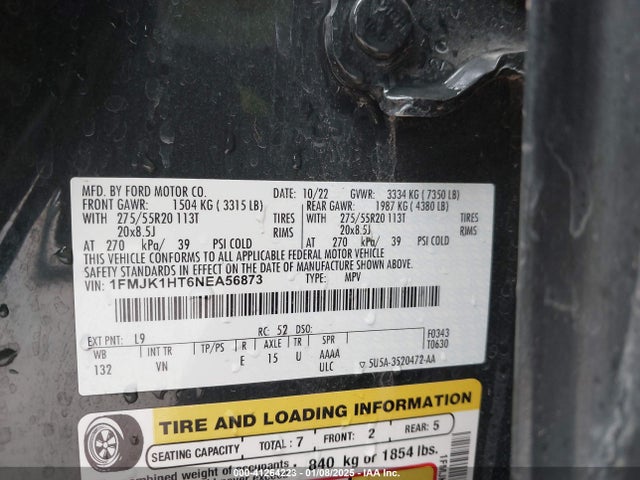 1FMJK1HT6NEA56873 Ford Expedition Xlt Max