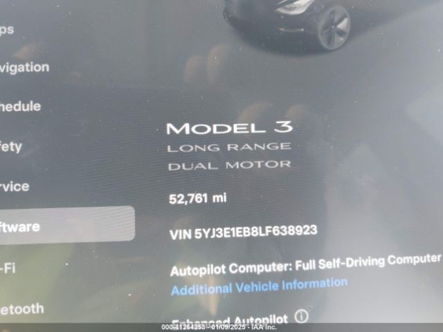 5YJ3E1EB8LF638923 Tesla Model 3 Long Range Dual Motor All-wheel Drive