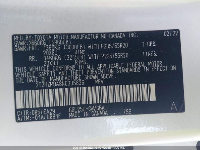 2T2HZMDA8NC335826 Lexus RX 350