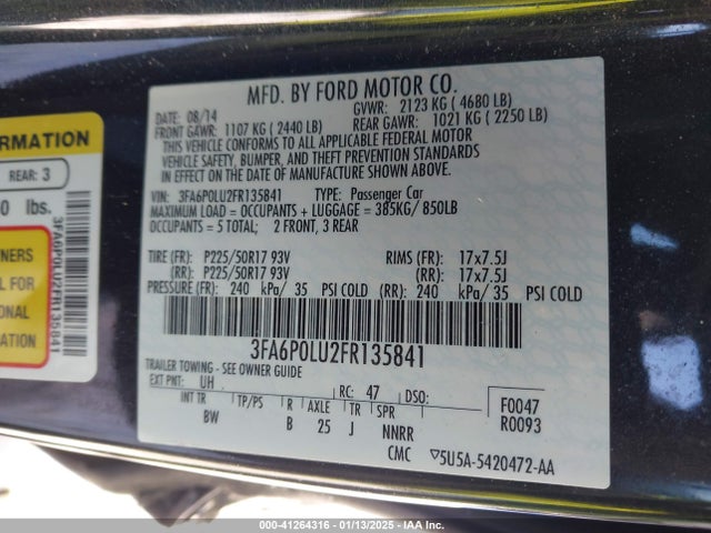 Ford Fusion Hybrid Se 2015 3FA6P0LU2FR135841 Image 9