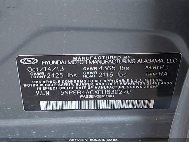 Hyundai SONATA GLS 2014 5NPEB4ACXEH830270 Image 9