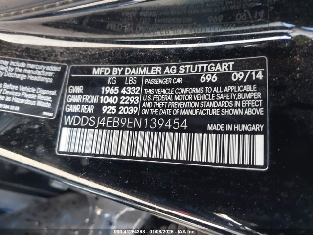 Mercedes-Benz CLA 250 2014 WDDSJ4EB9EN139454 Image 9