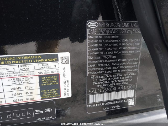 Land Rover Range Rover Supercharged 2020 SALGS5SE4LA413304 Image 9