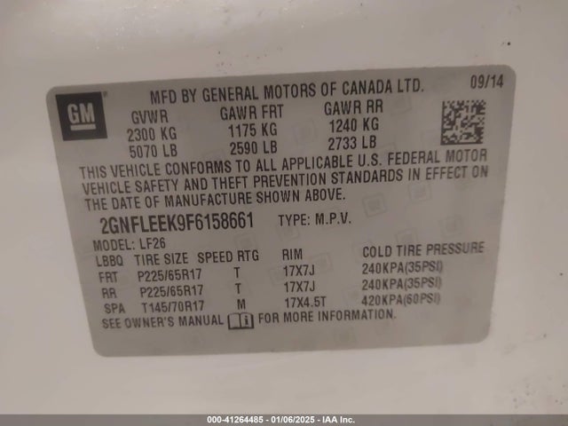 Chevrolet EQUINOX LS 2015 2GNFLEEK9F6158661 Image 9