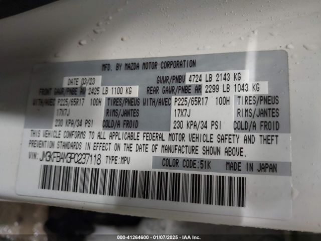 JM3KFBAM3P0237118 Mazda Cx-5 2.5 S