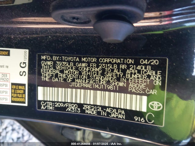 Toyota COROLLA LE 2021 JTDEPMAE1MJ119811 Image 9