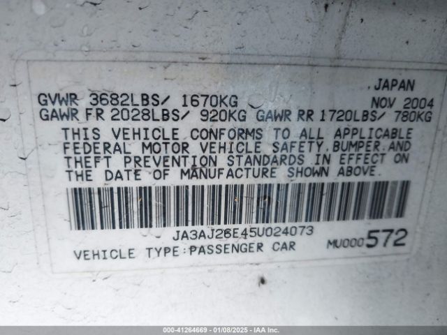 2005 MITSUBISHI LANCER JA3AJ26E45U024073 Photo 8