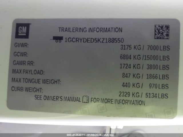 1GCRYDED5KZ188550 Chevrolet Silverado 1500 Lt
