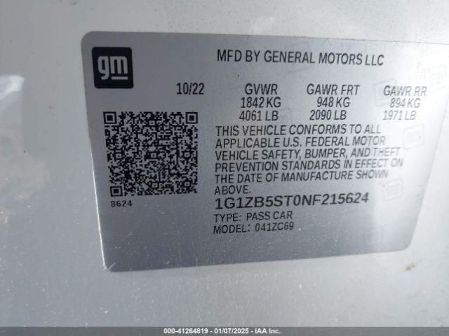 2022 CHEVROLET MALIBU 1G1ZB5ST0NF215624 Photo 8