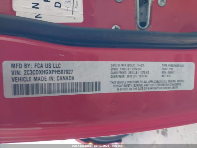 2C3CDXHGXPH587927 Dodge CHARGER GT