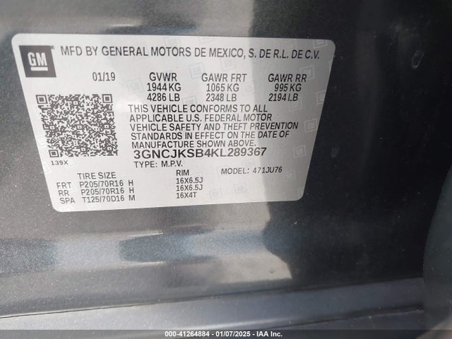 Chevrolet TRAX LS 2019 3GNCJKSB4KL289367 Image 9