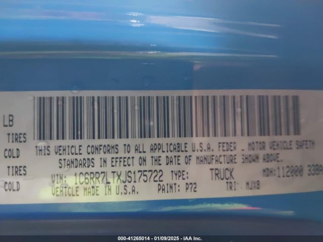 1C6RR7LTXJS175722 RAM 1500 Harvest  4x4 5'7 Box