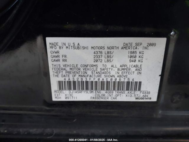 2010 MITSUBISHI GALANT 4A32B3FF0AE006754 Photo 8