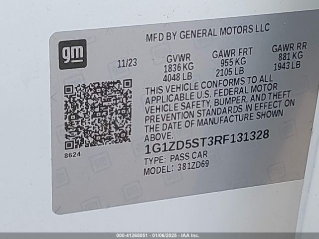 1G1ZD5ST3RF131328 Chevrolet Malibu Fwd 1lt