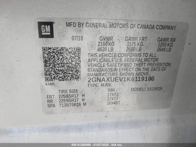 2019 CHEVROLET EQUINOX 2GNAXUEV1K6119186 Photo 8