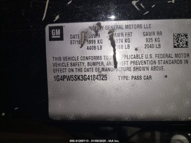 1G4PW5SK3G4184325 Buick Verano Sport Touring Group