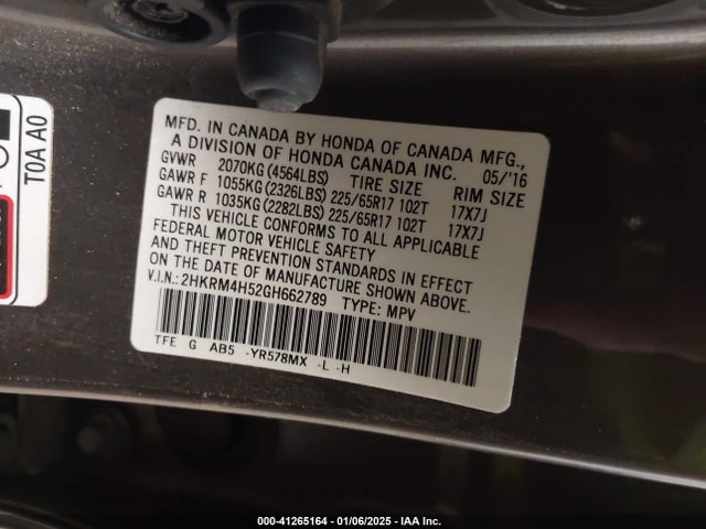 Honda CR-V EX 2016 2HKRM4H52GH662789 Image 9