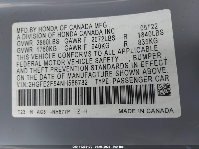 Honda Civic Sport 2022 2HGFE2F54NH586782 Image 9