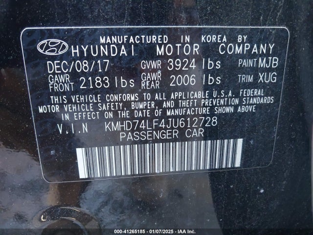 Hyundai ELANTRA SE 2018 KMHD74LF4JU612728 Image 9