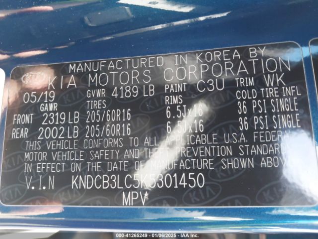 KNDCB3LC5K5301450 KIA NIRO LX