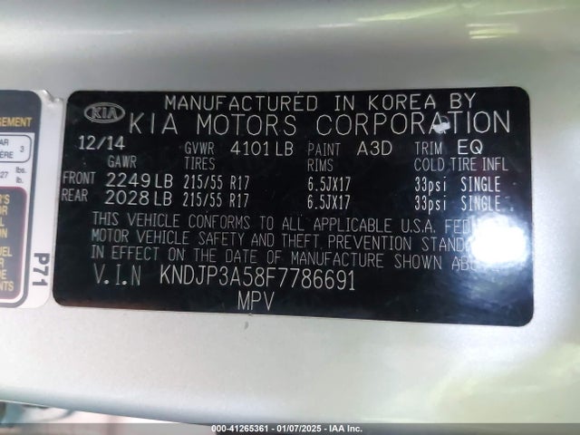 KIA SOUL + 2015 KNDJP3A58F7786691 Image 9