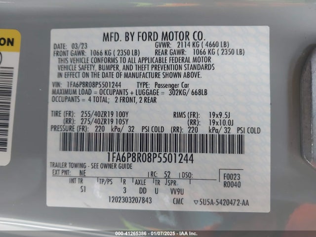 1FA6P8R08P5501244 Ford Mustang Mach 1 Fastback