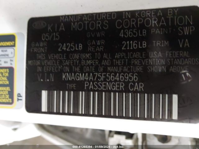 KNAGM4A75F5646956 KIA Optima Lx