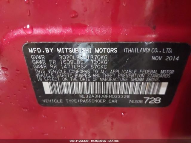 ML32A3HJ8FH033328 Mitsubishi MIRAGE DE