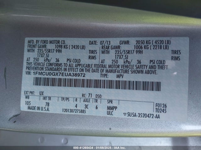 Ford ESCAPE SE 2014 1FMCU0GX7EUA38972 Image 9