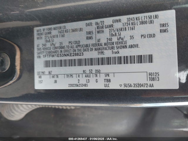 Ford F-150 Xl 2022 1FTFW1E53NKE28823 Image 9