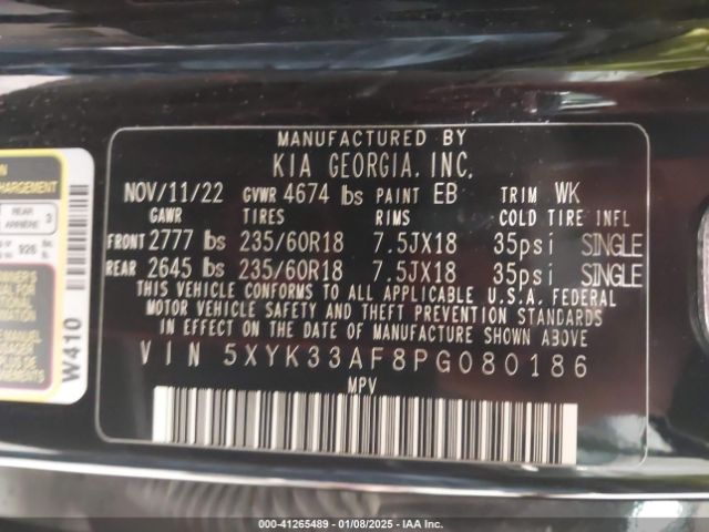 5XYK33AF8PG080186 KIA Sportage Ex